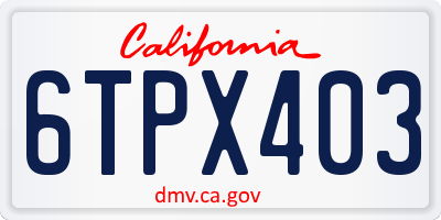 CA license plate 6TPX403