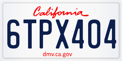 CA license plate 6TPX404