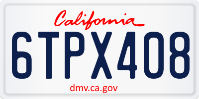 CA license plate 6TPX408