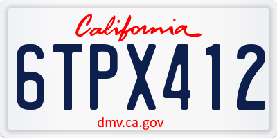 CA license plate 6TPX412