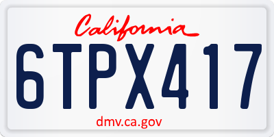 CA license plate 6TPX417