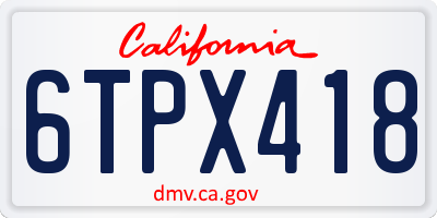 CA license plate 6TPX418