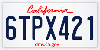 CA license plate 6TPX421