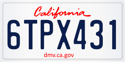 CA license plate 6TPX431