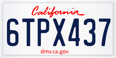 CA license plate 6TPX437