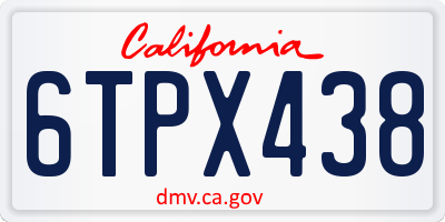 CA license plate 6TPX438
