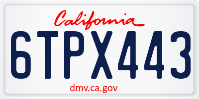 CA license plate 6TPX443