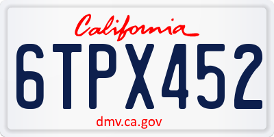 CA license plate 6TPX452