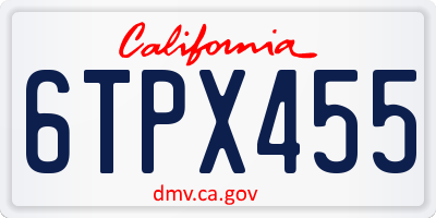 CA license plate 6TPX455