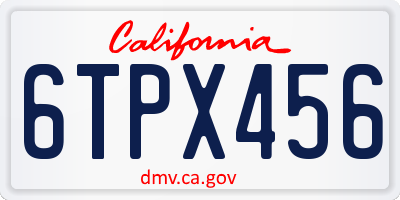 CA license plate 6TPX456