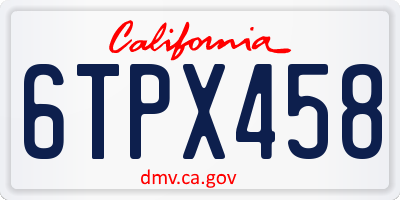 CA license plate 6TPX458