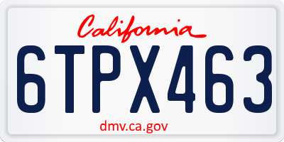 CA license plate 6TPX463