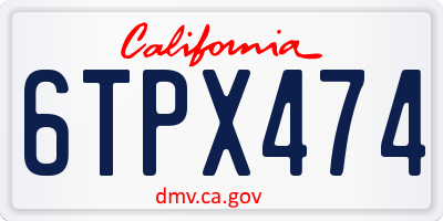 CA license plate 6TPX474