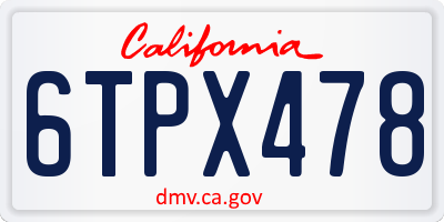 CA license plate 6TPX478