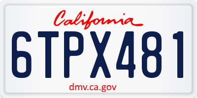 CA license plate 6TPX481