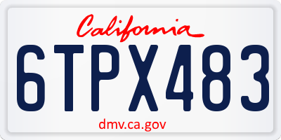 CA license plate 6TPX483