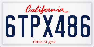 CA license plate 6TPX486