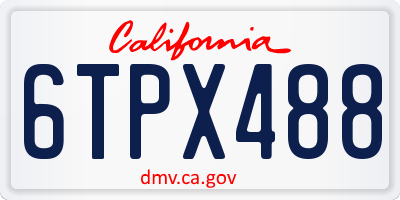 CA license plate 6TPX488