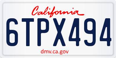 CA license plate 6TPX494