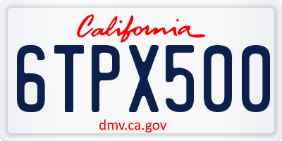 CA license plate 6TPX500