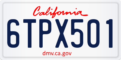 CA license plate 6TPX501