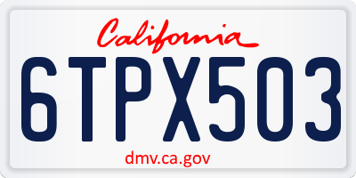 CA license plate 6TPX503