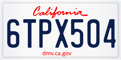 CA license plate 6TPX504