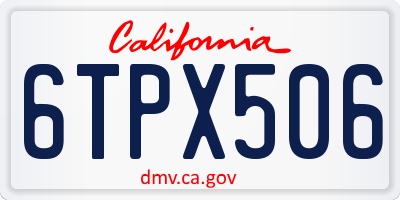 CA license plate 6TPX506