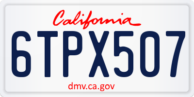 CA license plate 6TPX507