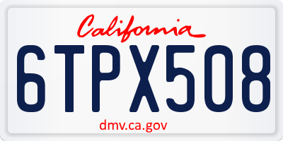 CA license plate 6TPX508