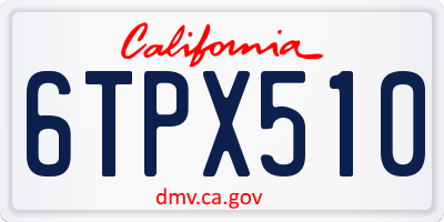 CA license plate 6TPX510