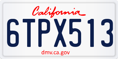 CA license plate 6TPX513