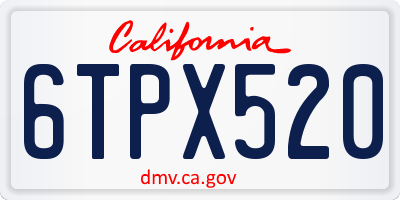 CA license plate 6TPX520