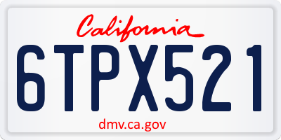 CA license plate 6TPX521