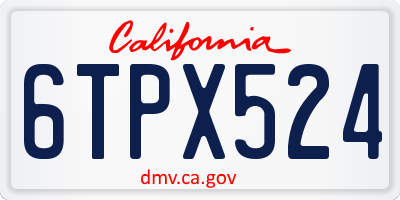 CA license plate 6TPX524