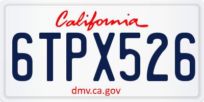 CA license plate 6TPX526