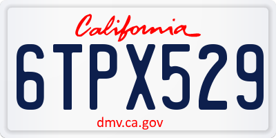 CA license plate 6TPX529