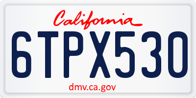 CA license plate 6TPX530