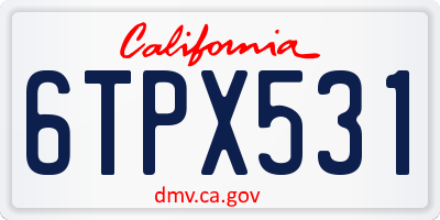 CA license plate 6TPX531