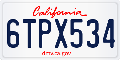 CA license plate 6TPX534