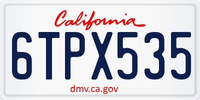 CA license plate 6TPX535