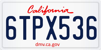 CA license plate 6TPX536