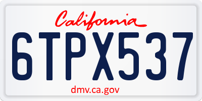 CA license plate 6TPX537