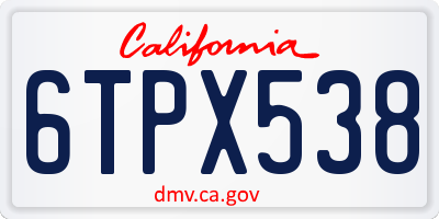 CA license plate 6TPX538