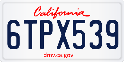 CA license plate 6TPX539