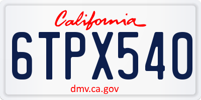 CA license plate 6TPX540