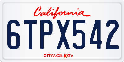 CA license plate 6TPX542