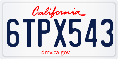 CA license plate 6TPX543