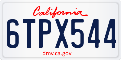 CA license plate 6TPX544