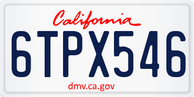 CA license plate 6TPX546